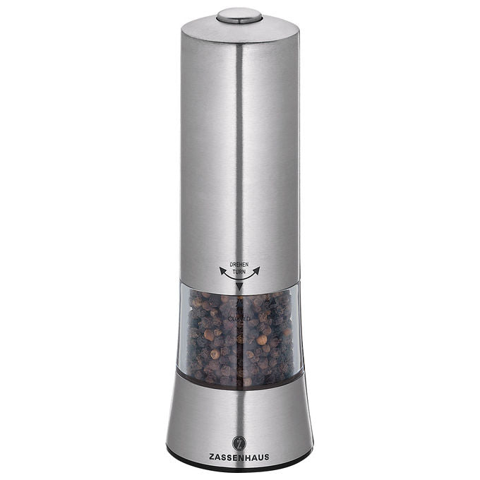 Zassenhaus 033045 Gera Macinapepe Elettrico con Macina in Ceramica 6 Regolazioni LED Integrato Acciaio Inox