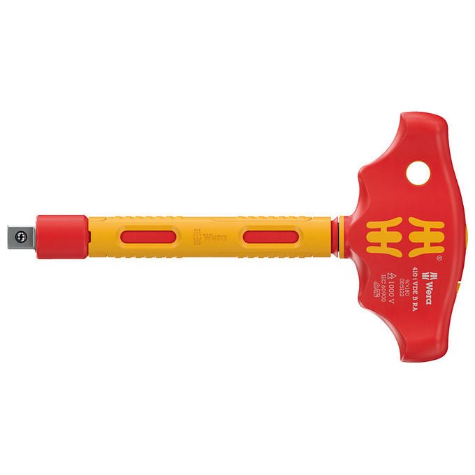 Wera 410 i VDE B RA VDE Impugnatura a T con Funzione Cricchetto per Bussole da 3-8'' Isolata VDE Meccanismo a Denti Fini Testata a 10000 V colore Nero