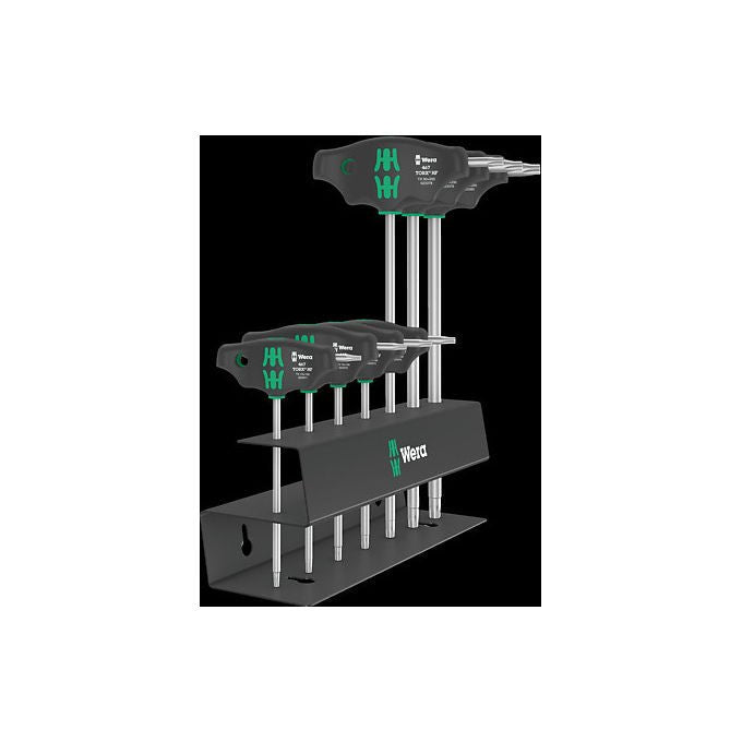 Wera 05023456001 467-7 TORX HF Set 2 Set di cacciaviti 7 pezzi con impugnatura a T profilo TORX acciaio ad alta resistenza colore Nero Verde