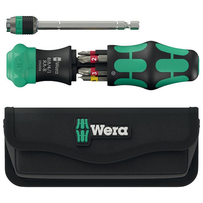 Wera 05051515001 Kraftform Kompakt 25 RA-R Cacciavite a cricchetto con custodia 6 pezzi BiTorsion Rapidaptor impugnatura 2 componenti colore Nero