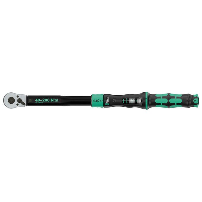 Wera 05075692001 Click-Torque Lock C 3 Chiave dinamometrica 40-200 Nm 1-2 pollice con cricchetto reversibile 45 denti precisione ± 3% colore Nero Verde