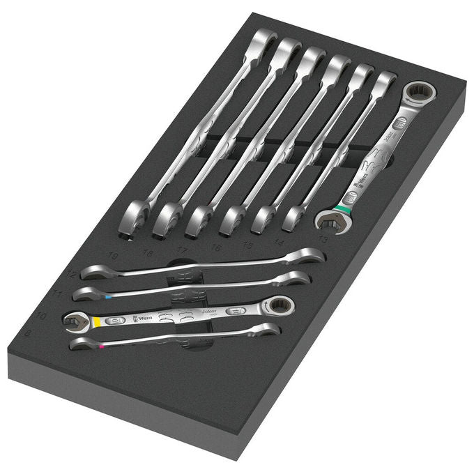 Wera 05150120001 6000 Joker Set 1 Inserto in Schiuma Resistente con 11 Chiavi a Cricchetto per Carrello da Officina Tool Rebel colore Bicolore