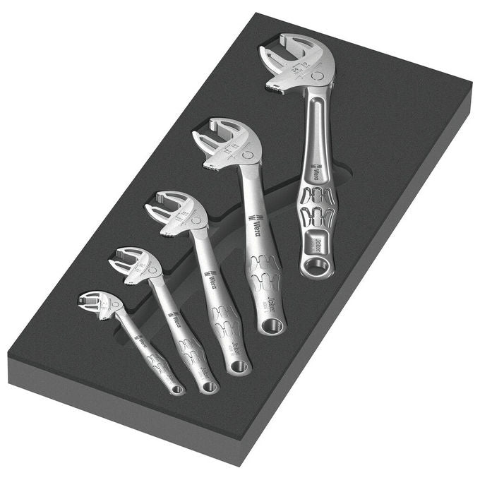 Wera 05150122001 Inserto in schiuma per carrello Tool Rebel con 5 chiavi a forchetta autoregolanti Joker 6004 colore Grigio Nero