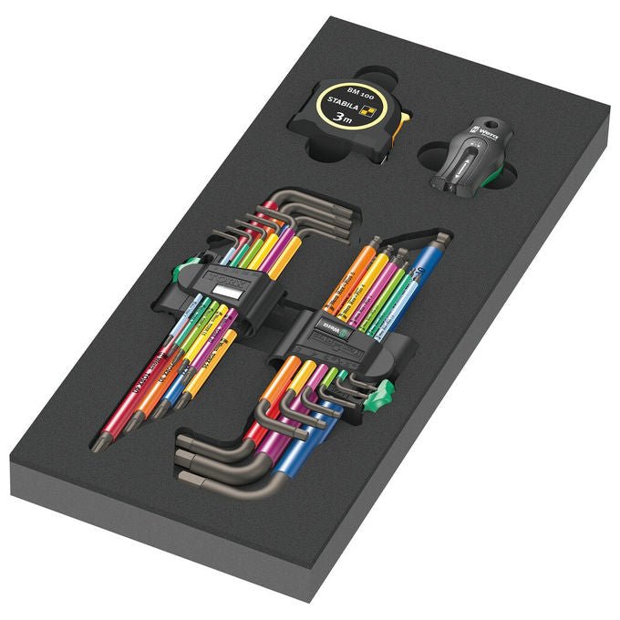 Wera 05150140001 Set di chiavi esagonali a L Metrico 20 pz con inserto in schiuma resistente a acqua e olio colore Nero