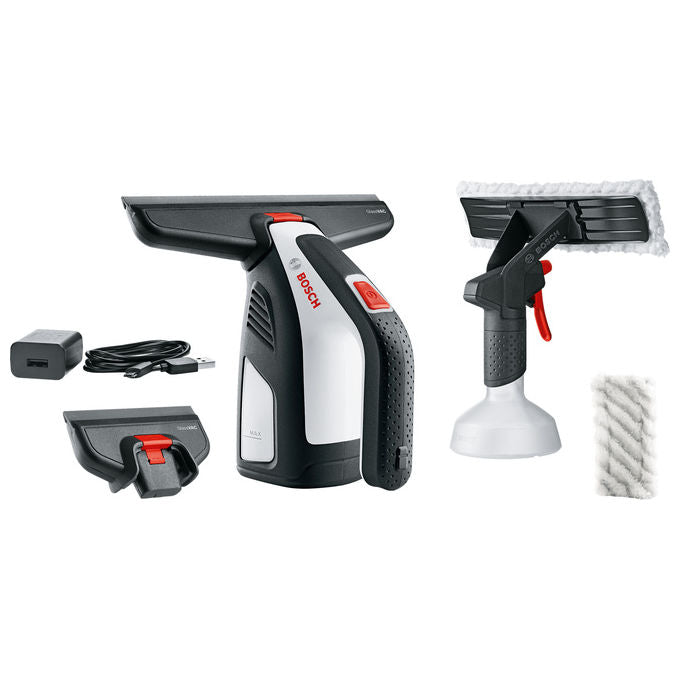 Bosch 06008B7000 GlassVAC Pulitore di Finestra Elettrico Capacita' 0,1 L Autonomia 30 min Tecnologia Ioni di Litio colore Nero Rosso Argento