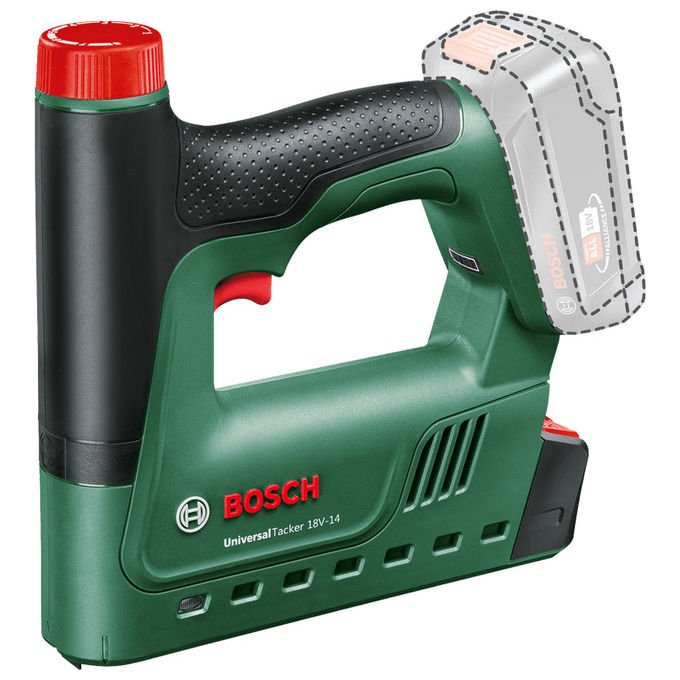 Bosch 06032A7000 UniversalTacker 18V-14 Pinzatrice elettrica a batteria 18 V con forza regolabile e imbastitura colore Verde
