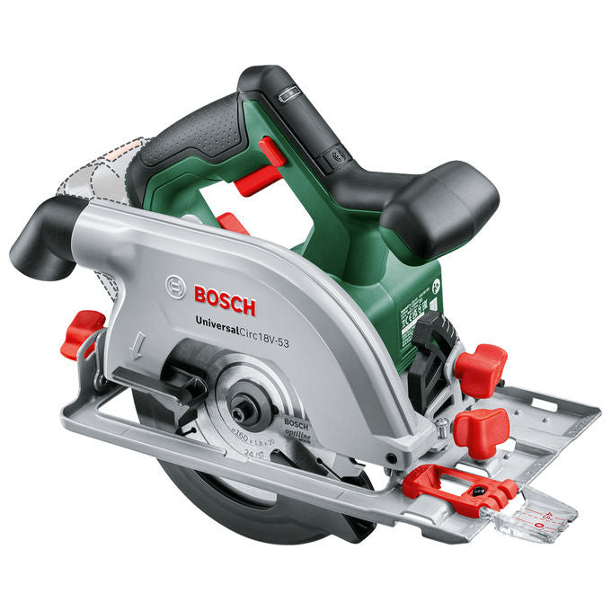 Bosch 06033B1400 Circ 18V-53 Sega Circolare Diametro Lama 16 cm Regime 4300 Giri-min Profondita' Taglio 5,3 cm Alimentazione Batteria 18 V Tecnologia Batteria Ioni di Litio colore Nero Verde