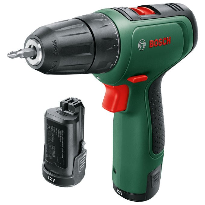 Bosch 06039D3007 EasyDrill 1200 Trapano Avvitatore a Batteria 12 V 2x PBA 12V 1 5 Ah Mandrino Rapido Luce Integrata colore Verde Nero