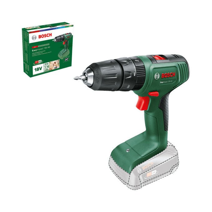 Bosch 06039D8109 EasyImpact Trapano avvitatore a percussione cordless 18V 2x2.0Ah 40 Nm mandrino auto-serrante LED colore Verde-Nero