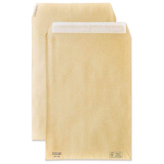 Pigna Envelopes 270150 Buste a Sacco Piatto Strip Carta Kraft Avana Riciclata FSC 100 g Formato 229x324 mm Confezione da 500 Pezzi colore Avana