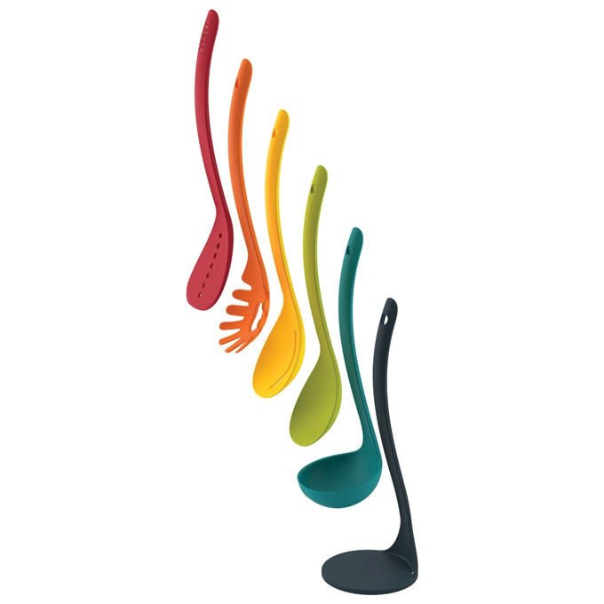 Joseph Joseph 10124 Nest Utensils Plus Set di Utensili 5 pz con Supporto Impilabile e Manici Magnetici colore Multicolore