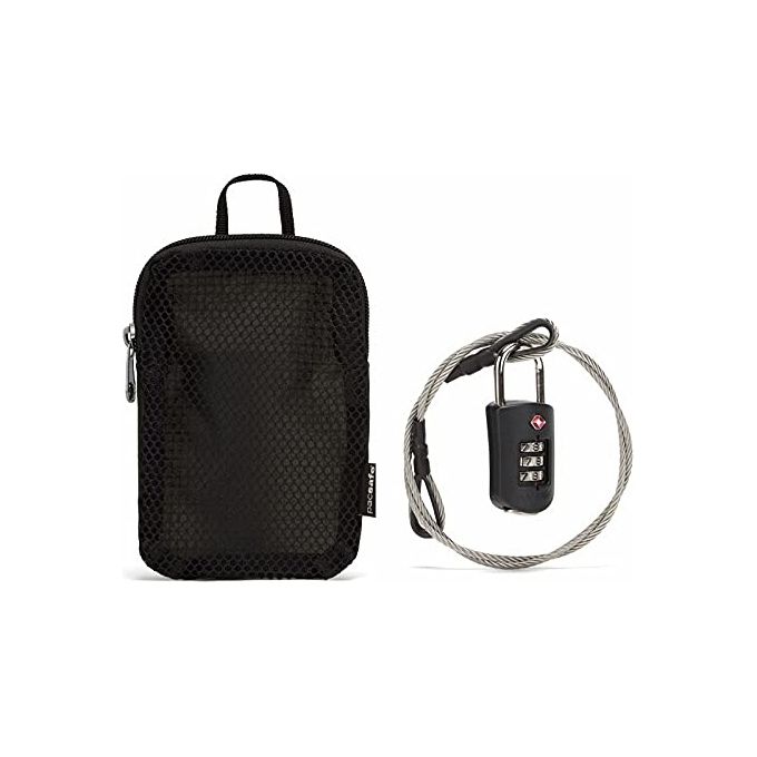 Pacsafe Prosafe 1000 Combination Lock with Steel Cable Black