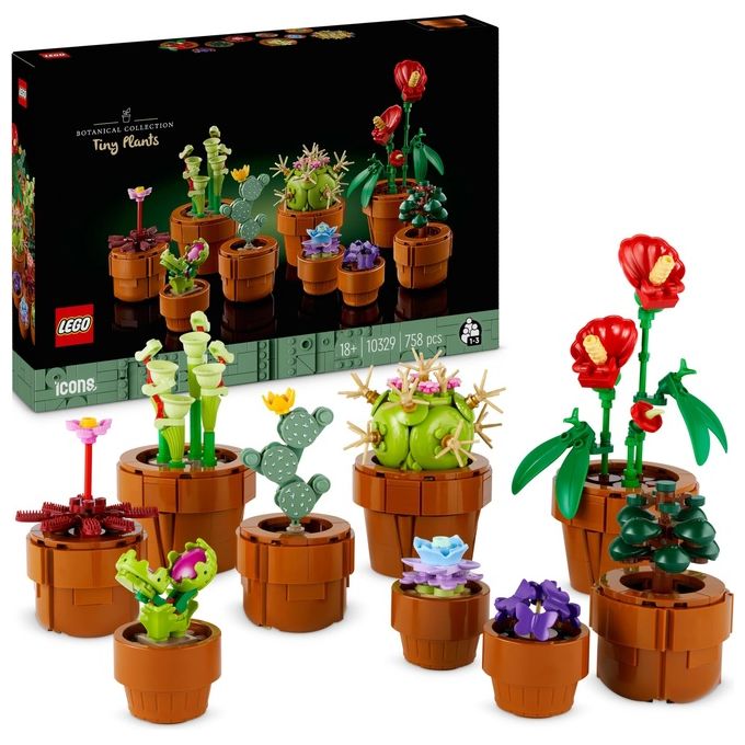 LEGO Icons 10329 Piantine, Collezione Botanica con Fiori Artificiali, Decorazione Casa, Idea Regalo di Compleanno Donna o Uomo