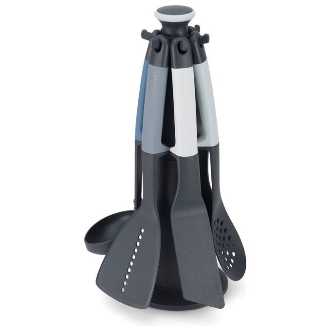 Joseph Joseph 10525 Elevate Set di utensili da cucina 6 pezzi con supporto rotante resistente al calore fino a 200 °C colore Blu Grigio