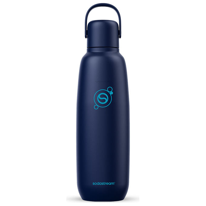 SodaStream 1062414440 Fizz and Go Borraccia Termica Acciaio Inox 0,9 L Doppia Parete 12 ore Quick Connect colore Blu Scuro