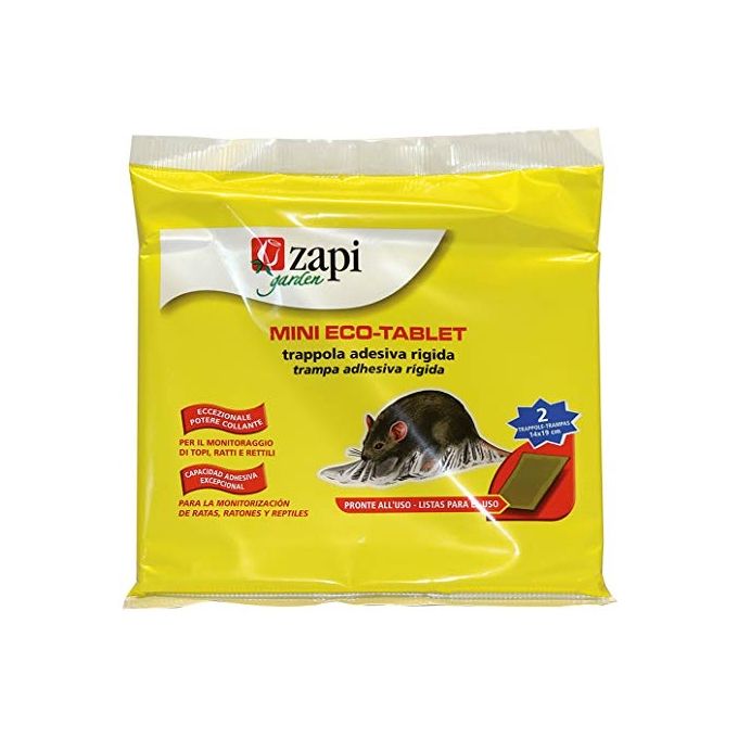 Zapi Mini Eco-Tablet Rigida Trappola Adesiva per Topi e Ratti 2 Pezzi
