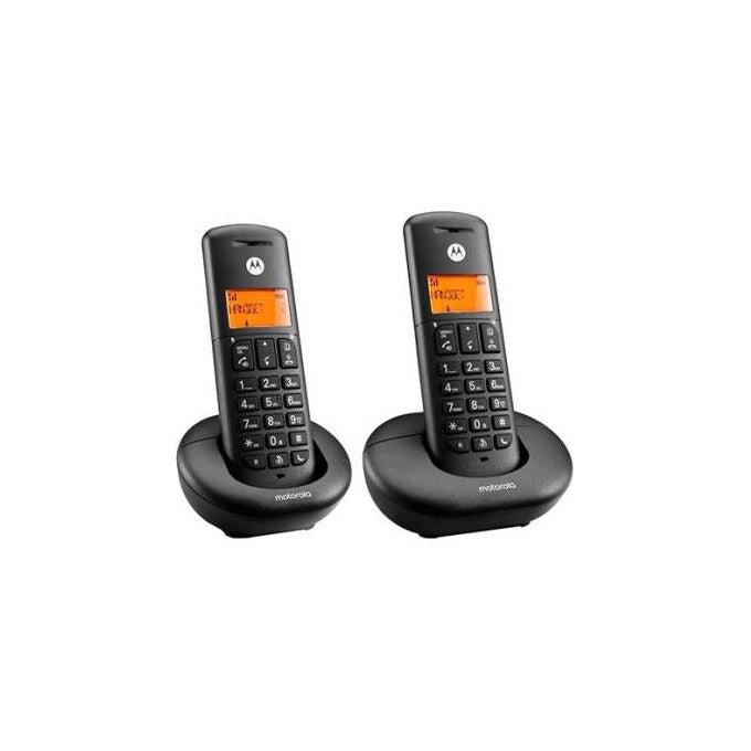 Motorola E202, Telefono Cordless DECT Duo, Nero