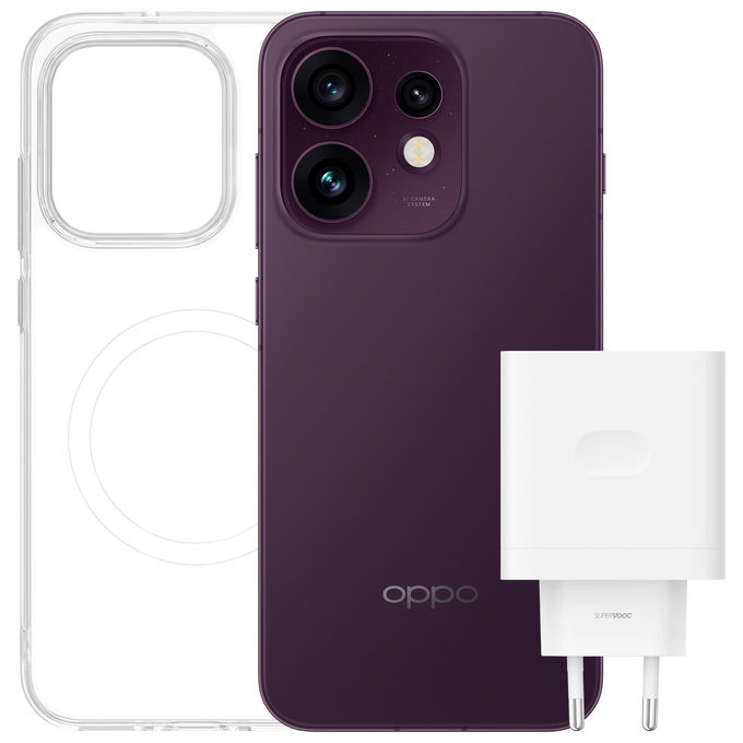 Oppo 110010237513BU Reno16 5G Smartphone AI Tripla Fotocamera 50+50+50MP Frontale 50MP Display 6.32'' 120Hz AMOLED 6000mAh RAM 8GB ROM 512GB colore Purple Black