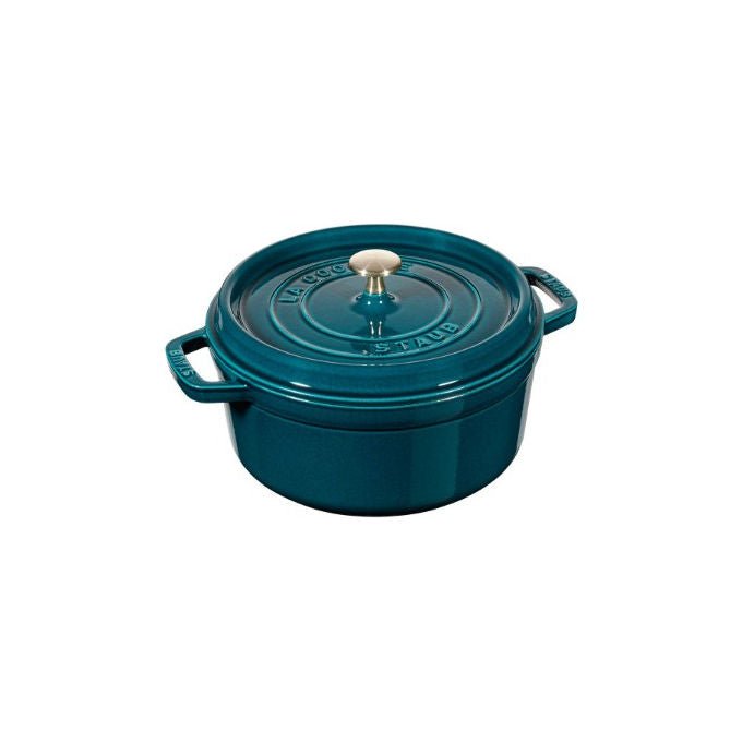 Staub 1102437 Cocotte Rotonda Casseruola in Ghisa Smaltata Diametro 24 cm Capacita' 3.8 L Forno Fino a 260 °C colore Blu