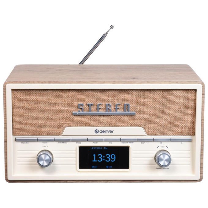 Denver 111161100160 MDA-525LW Lettore CD personale con Radio DAB+ FM Bluetooth Riproduzione MP3 Display TFT colore Legno