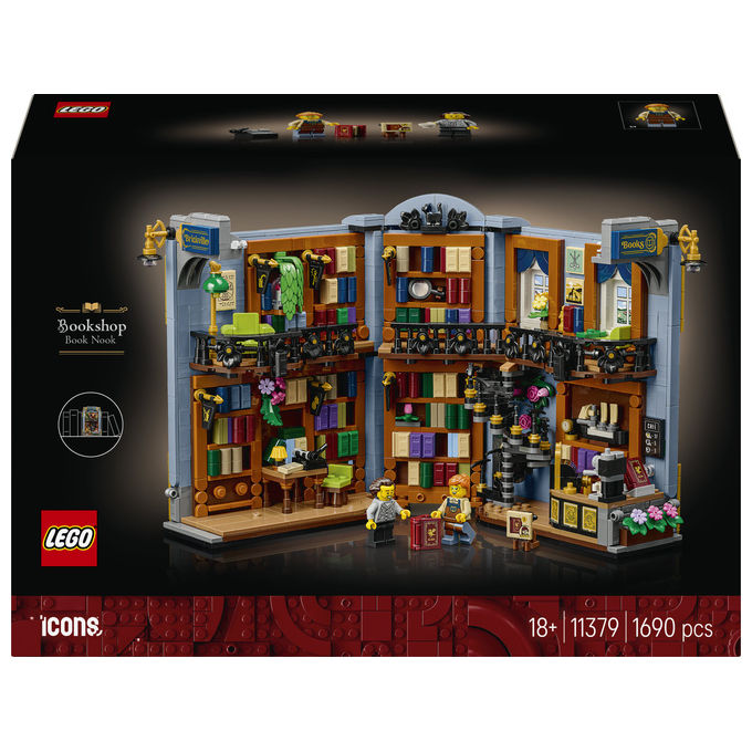 Lego 11379 Icons Libreria Book Nook Kit di Modellismo 3D con Reggilibri da Mensola 1690 Pezzi Dimensioni 20x40x7 cm colore Nero