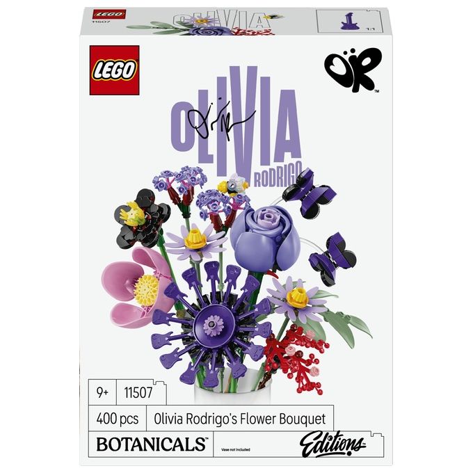 Lego 11507 Botanicals Bouquet di fiori di Olivia Rodrigo 400 pezzi dimensioni 25 cm colore Palette di colori viola con accenti rossi e rosa