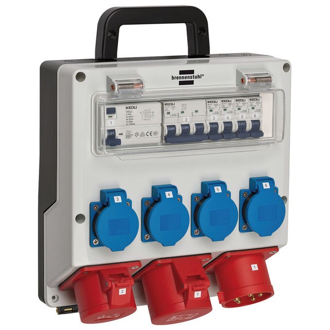 Brennenstuhl 1154890020 Unita' di Distribuzione dell'Energia 7 Prese AC 400 V 32 A 23000 W Colore Nero Blu Grigio Rosso