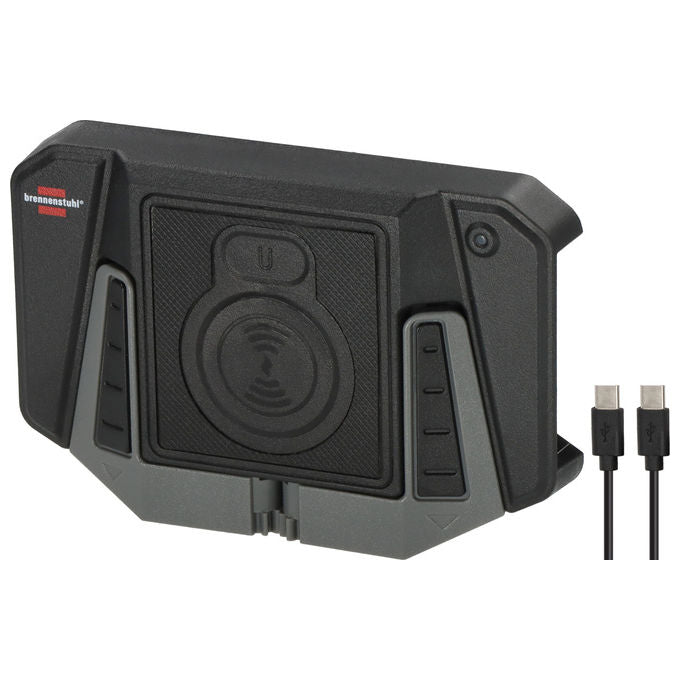 Brennenstuhl 1173780001 Professional Wireless Charging Pad WCP Caricatore Wireless 10 W cavo USB-C incluso LED indicatore magneti per montaggio colore Nero Grigio