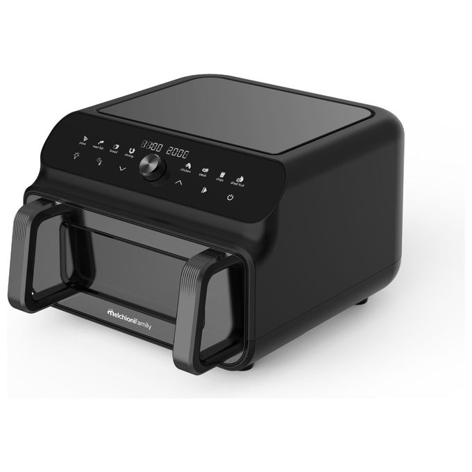 Melchioni Friggitrice ad Aria Capacita' 10 Litri Potenza 2000 Watt Timer e Temperatura Regolabile colore Nero
