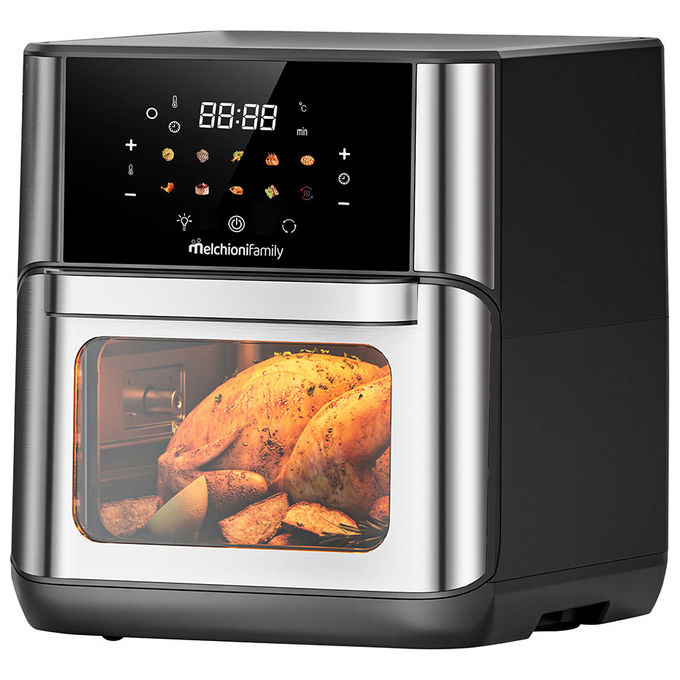Melchioni 118340059 FLORA Friggitrice ad aria 12 L 1800 W 10 programmi Display a colori colore Nero