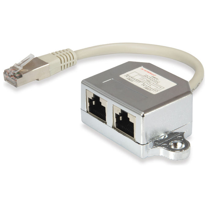 Equip 127608 Divisore di Rete RJ45 1x Plug 2x Prese Schermato Lunghezza 15 cm colore Argento