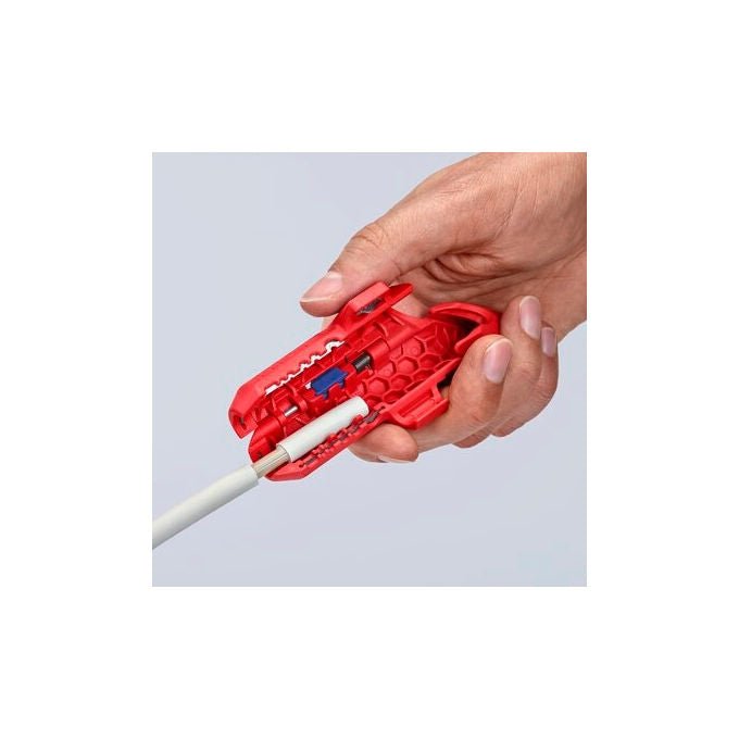 Knipex 16 95 03 SB ErgoStrip PV Utensile spelacavi per cavi rotondi e solari diametro 4 fino a 6 mm colore Blu Rosso