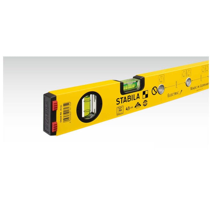 Stabila 16136 Type 70 Livella da falegname 1,2 m con 8 fori di marcatura colore Nero Giallo