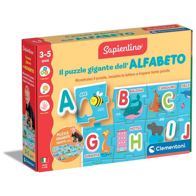 Clementoni Gioco Educativo Sapientino Baby Montessori Il Puzzle Gigante dellAlfabeto