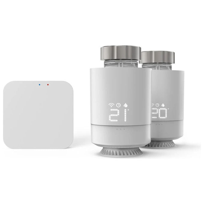 Hama 00176662 Smarte WLAN-Heizungssteuerung 2x Smartes Heizkörperthermostat + Zentrale Programmierbar Kompatibel mit Amazon Alexa und Google Assistant Farbe Weiß
