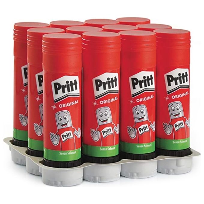 Pritt PS22 Colla Stick 12 pezzi 22g 97% ingredienti naturali senza solventi colore Trasparente