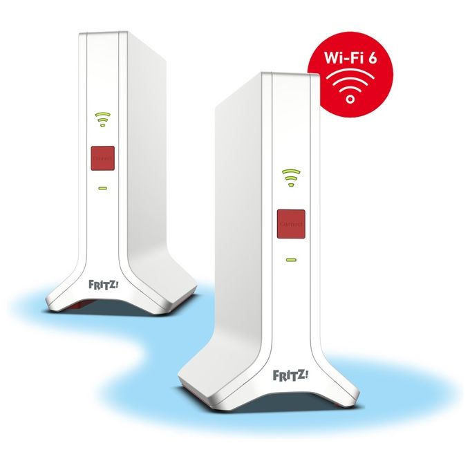 Fritz! 20003108 Mesh Set 4200 Ripetitore di rete Wi-Fi 6E Dual-band 4200 Mbit-s 2x2-4x4 colore Rosso Bianco