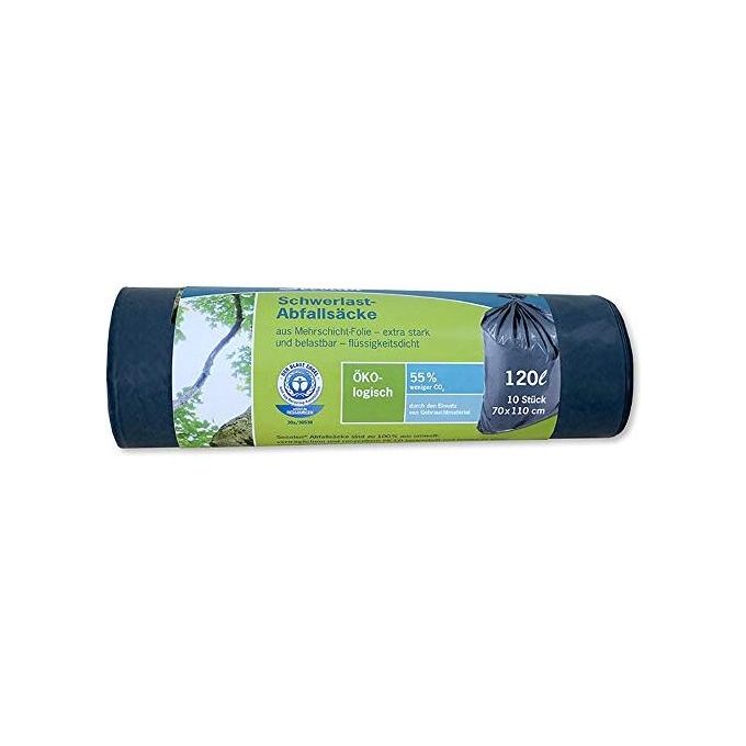 Secolan Sacchetti Pattumiera Heavy Duty 120 Litri Grigio-Nero 1x10