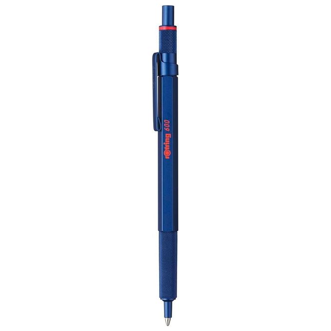 Rotring 2114262 600 Penna a sfera retrattile a clip ricaricabile con fusto esagonale in metallo colore Blu
