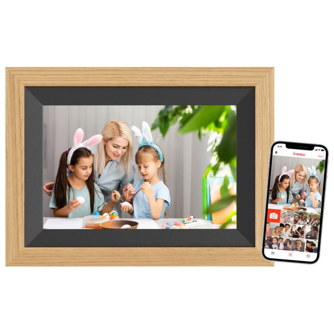 Braun 21265 DigiFrame 10B Cornice per Foto Digitale 10.1'' Touch Screen Wi-Fi 32 GB Memoria Interna MicroSD Supportata colore Nero Legno