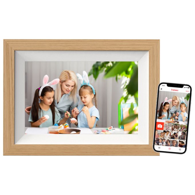 Braun 21268 DigiFrame 10W Cornice per Foto Digitale 10.1'' Touch Screen Wi-Fi 32 GB Memoria Interna colore Bianco Legno