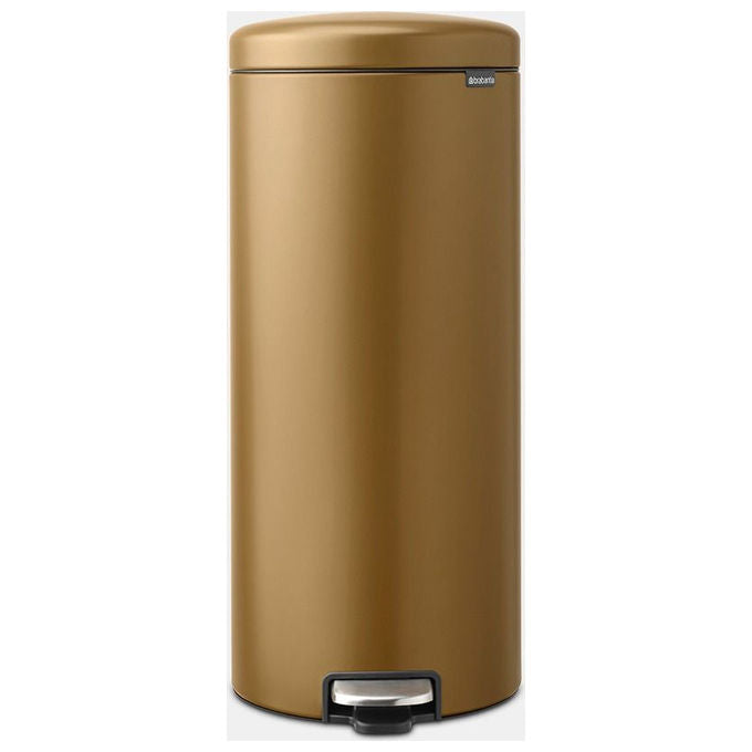 Brabantia 238581 Cestino per Rifiuti Rotondo 30 L Pedale Acciaio con Chiusura Ammortizzata e Base Antiscivolo colore Ottone