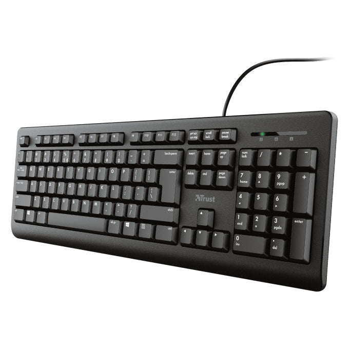 Trust 23982 TK-150 Tastiera Cablata USB Layout Spagnolo QWERTY 104 Tasti Silenziosi Resistente Agli Sversamenti 1.8 m colore Nero