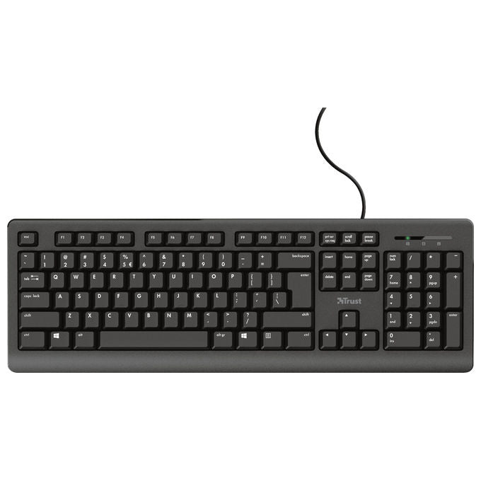 Trust 23983 TK-150 Tastiera USB QWERTZ Tedesco Full-size Membrana Resistente agli spruzzi colore Nero