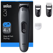 Braun AIO3500 Kit tagliacapelli All-in-One Style 14 lunghezze regolabili da 0,5 mm a 2,1 cm batteria ricaricabile NiMH 50 min di autonomia colore Nero Grigio