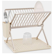 Brabantia 252082 SinkSide Scolapiatti Pieghevole con Portaposate Rimovibile e Vaschetta Raccogligocce colore Soft Beige
