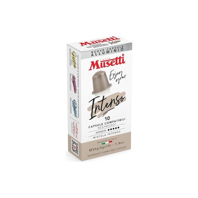Musetti Confezione 10 Caps Nespresso Alluminio Intenso