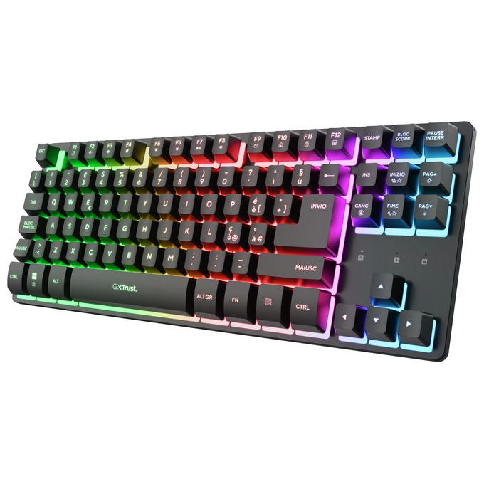 Trust 26170 GXT 831 Tastiera Gaming Wireless Tenkeyless 87 Tasti AZERTY Italiano Retroilluminata RGB Batteria Ricaricabile colore Nero