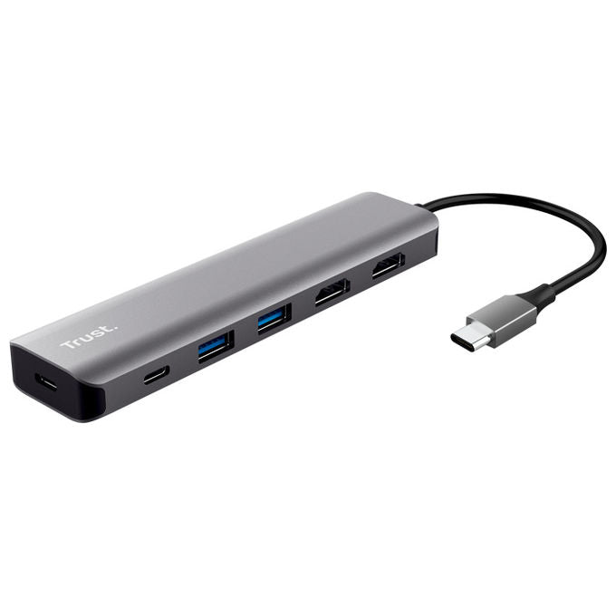 Trust D62803 Dalyx 6in1 Adattatore USB-C con HDMI VGA Ethernet USB 3.0 e Ricarica PD colore Nero
