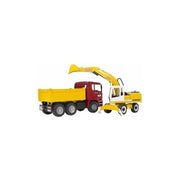 Bruder 02751 Camion Ribaltabile MAN TGA con Escavatore a Pala Liebherr Veicolo Giocattolo Cantiere Scala 1:16
